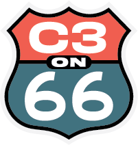 A red and blue sign that says c 3 on 6 6.