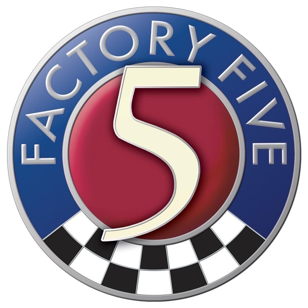A blue and white checkered background with the word " factory five 5 ".